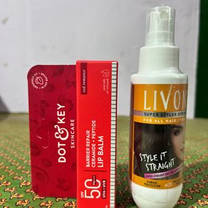 Livon Hair Serum + Dot N Key Lip Balm