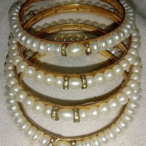 White Stone Bangles