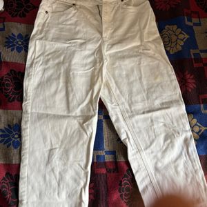 High Waist White Trouser jeans  (women)