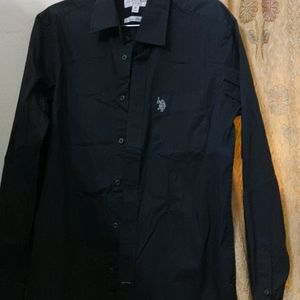 Us Polo Cotton Stretchable Balck Shirt