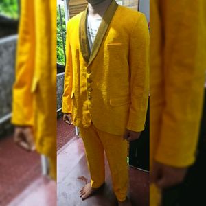 Yellow Intricate Design Suit And Pant