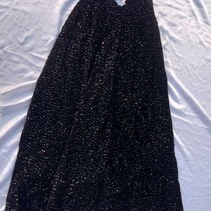 Black Sequence Velvet Lehenga With Dupatta