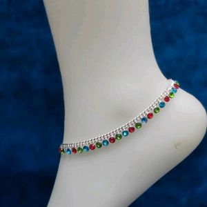 Multicolour Silver Plated Anklets.