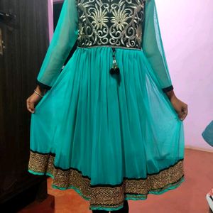 Anarkali Suit Cyan/Green Colour Dress 👗