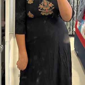 40 Inch Bust Beautiful Black Embroidered Dress