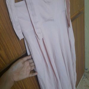 Coquette Tie-up Pale Pink Jumpsuit With Pockets