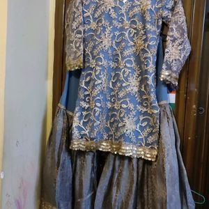 Bluish Grey Sharara Set