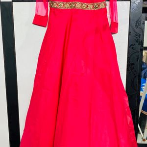 Heavy Hott Pink Gown With Dupatta