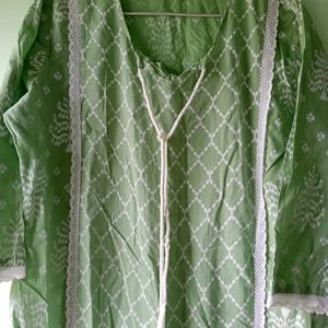 Sale Kurta Palazzo Set Olive Green Colour