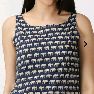 Elephant Ethnic Print Tie Top