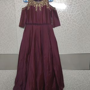 Beautiful Ethic Wear Gown M Size Wine Colour