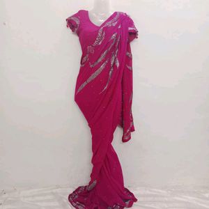 Zari Hand Embrowdari Saree