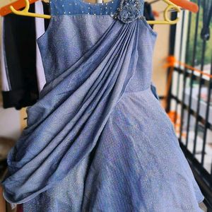 Sparkling Blue Asymmetric Party Frock & Bag