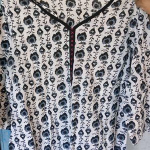 Black And White Cotton Kurti