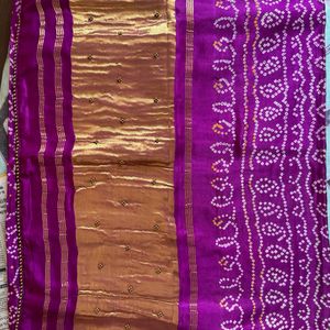 Bandhani Pure Gazi Silk Saree With Blouse