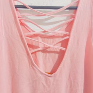 Soft Pink Sleeveless Tank Top with Strappy Back