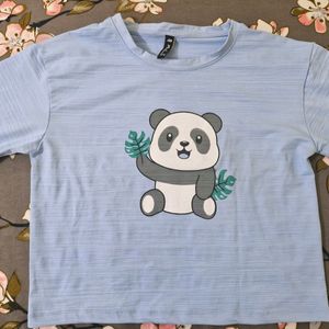 Cute Panda Blue Casual Top