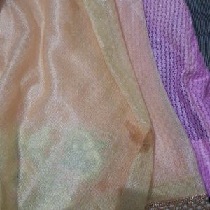 Net Saree With  Blouse  Piece