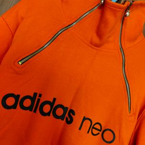 Neon Orange High Neck Sweatshirt(Unisex)