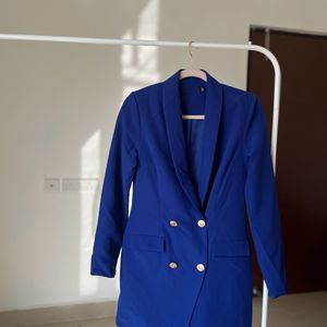 Blue Gold Button Blazer Dress