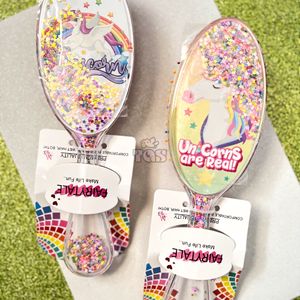 Printed Glitter Hair Brush For 1pc