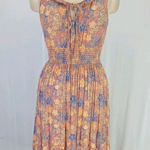 New Rust Floral Ruffle Dress