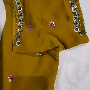 Beautiful Party Wear Kundan Saari With Blouse