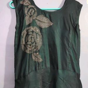 Dark Green Gown For Party Wear