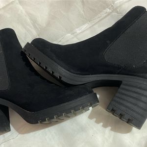 H&M Suede Block Heel Boots