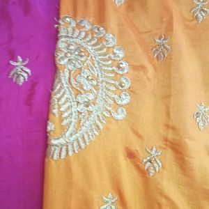 ROYAL ORANGISH PINK FESTIVE SAREE.