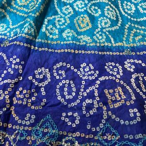 Blue Women lehenga Silk Bandej