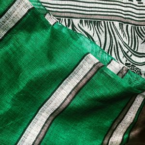 Printed Green Saree