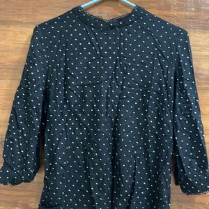 Kraus Black Polka Dot Top Formal Wear