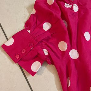 dressberry women pretty pink polka dotted top