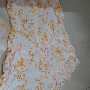 Yellow Kurta And White Skirt