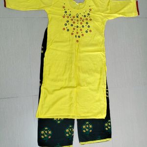 New Yellow And Black Kurta Set