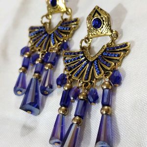 Golden And Blue Colour Earrings.