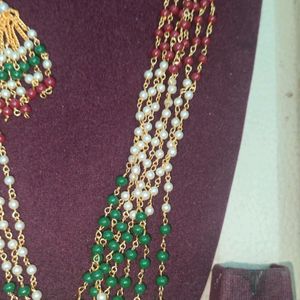 7layer Multi Colour Chain With Earrings