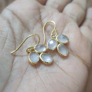 Gold Polished Rose Quartz Fish Hooks