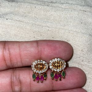 Gold Plated Stone Stud Earring