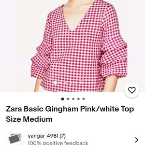 Zara Pink & White Gingham Top