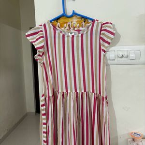 Pink & White Strip Dress