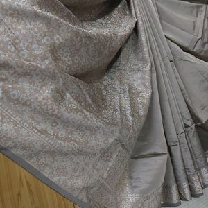 Beautiful Grey 🩶 Silk Saree Without Blouse