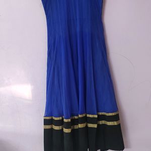 Blue Golden Anarkali Beautiful Gown