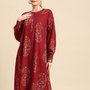 High-Low Red Oversized Kurta Set For Traditional