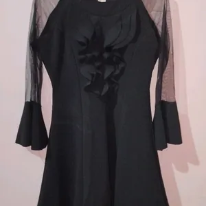 Beautiful Black Dress With Net Bell Sleves