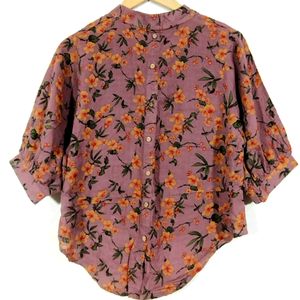 Meganta Floral Printed Collar Neck Top (