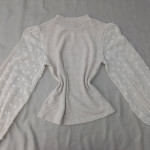 New Korean Buff Sleeves Beige Sweater