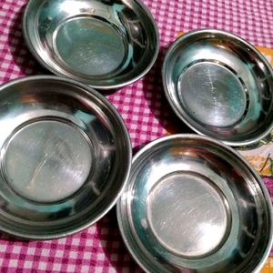 Combo Of 4 Halwa Plates( Small Steel Bowls/Plates)