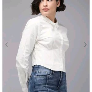 Pure Cotton Full Sleeves Corset Shirt Top